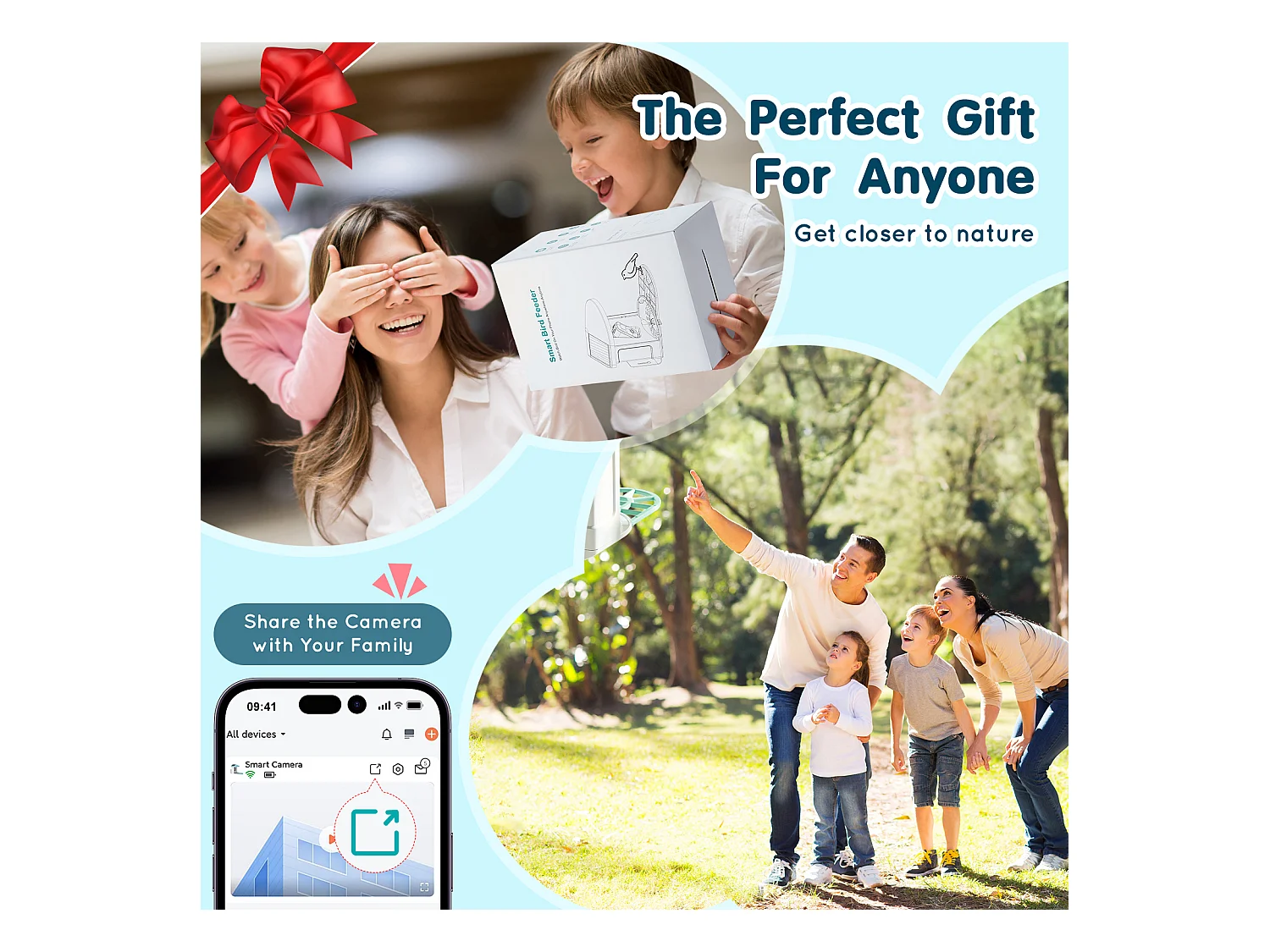 Mangeoire à Oiseaux Intelligente SucceBuy avec Caméra, 2K HD, Espèces IA,, Alimentée par L'énergie Solaire