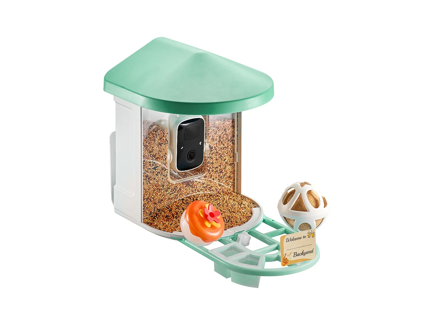 Mangeoire à Oiseaux Intelligente SucceBuy avec Caméra, 2K HD, Espèces IA,, Alimentée par L'énergie Solaire