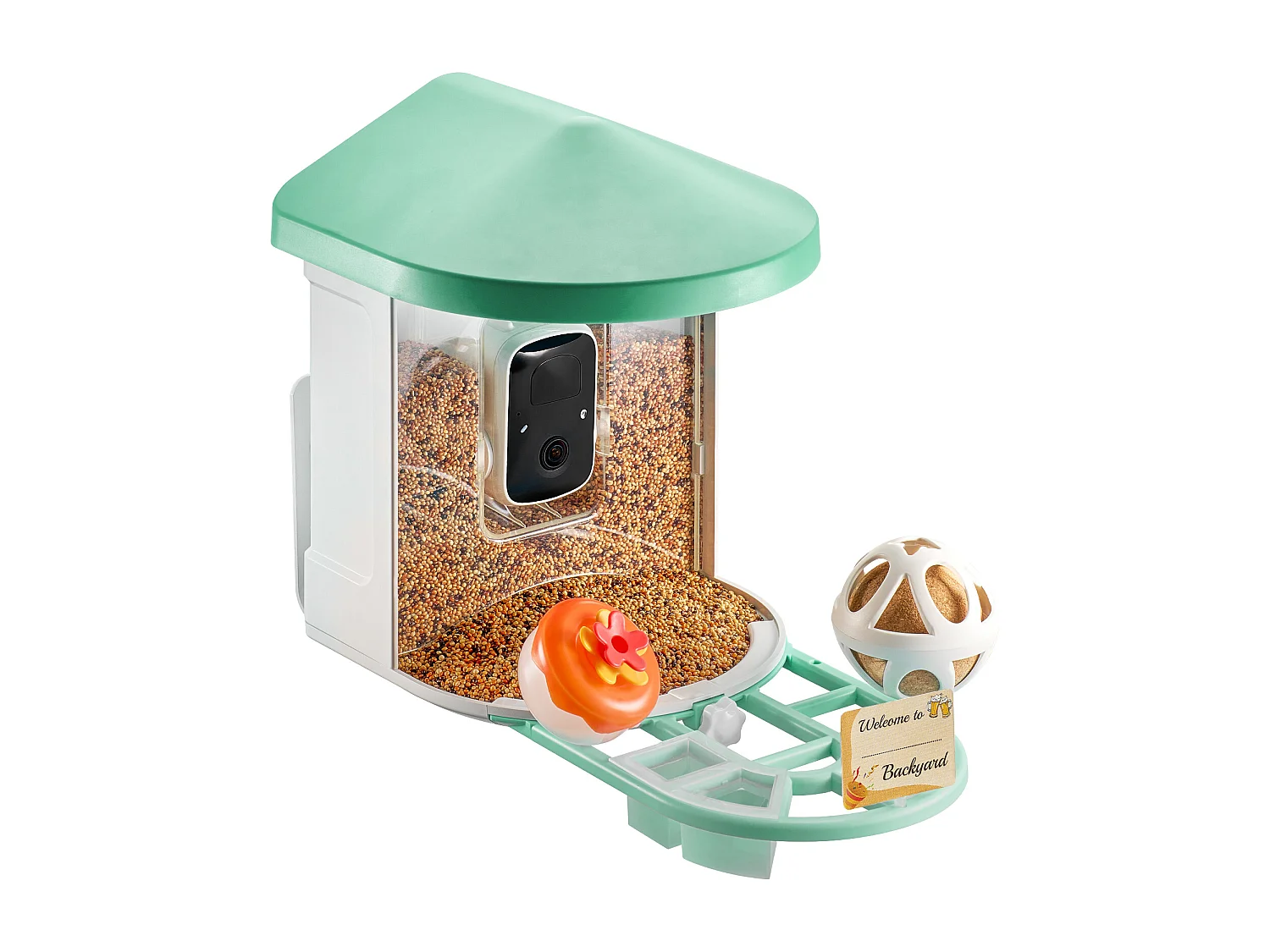 Mangeoire à Oiseaux Intelligente SucceBuy avec Caméra, 2K HD, Espèces IA,, Alimentée par L'énergie Solaire