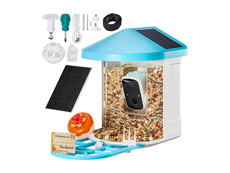 Mangiatore per Uccelli Intelligente SucceBuy con Telecamera, 2K HD, Specie IA, Alimentato dalla Energia Solare