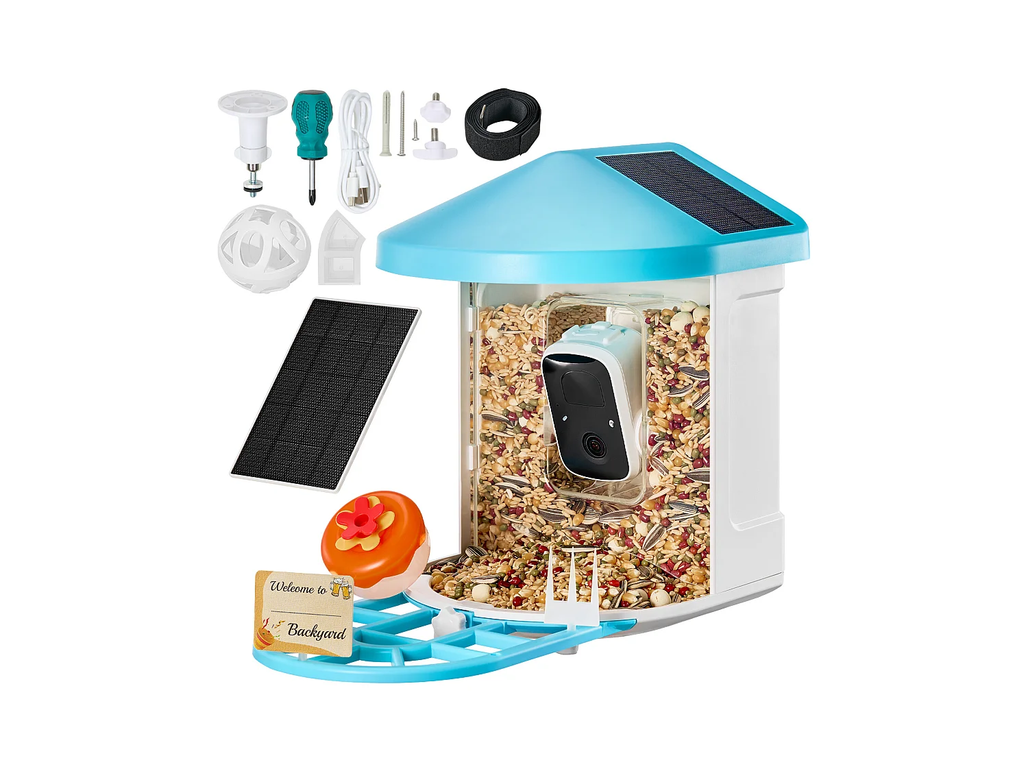 Mangiatore per Uccelli Intelligente SucceBuy con Telecamera, 2K HD, Specie IA, Alimentato dalla Energia Solare