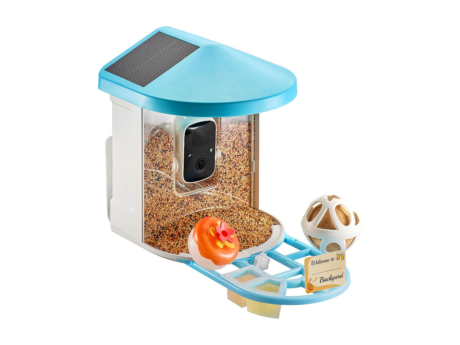 Mangeoire à Oiseaux Intelligente SucceBuy avec Caméra, 2K HD, Espèces IA,, Alimentée par L'énergie Solaire