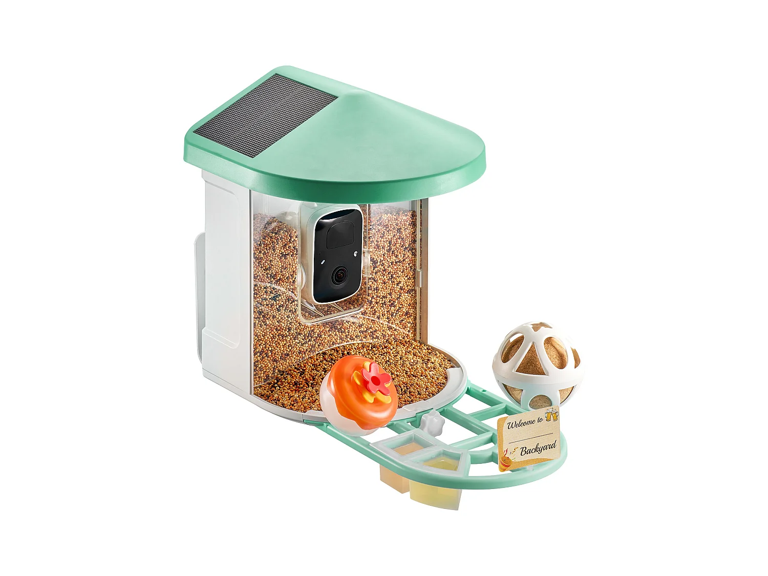 Comedouro para Aves Inteligente SucceBuy com Câmera, 2K HD, Espécies IA, Alimentado pela Energia Solar