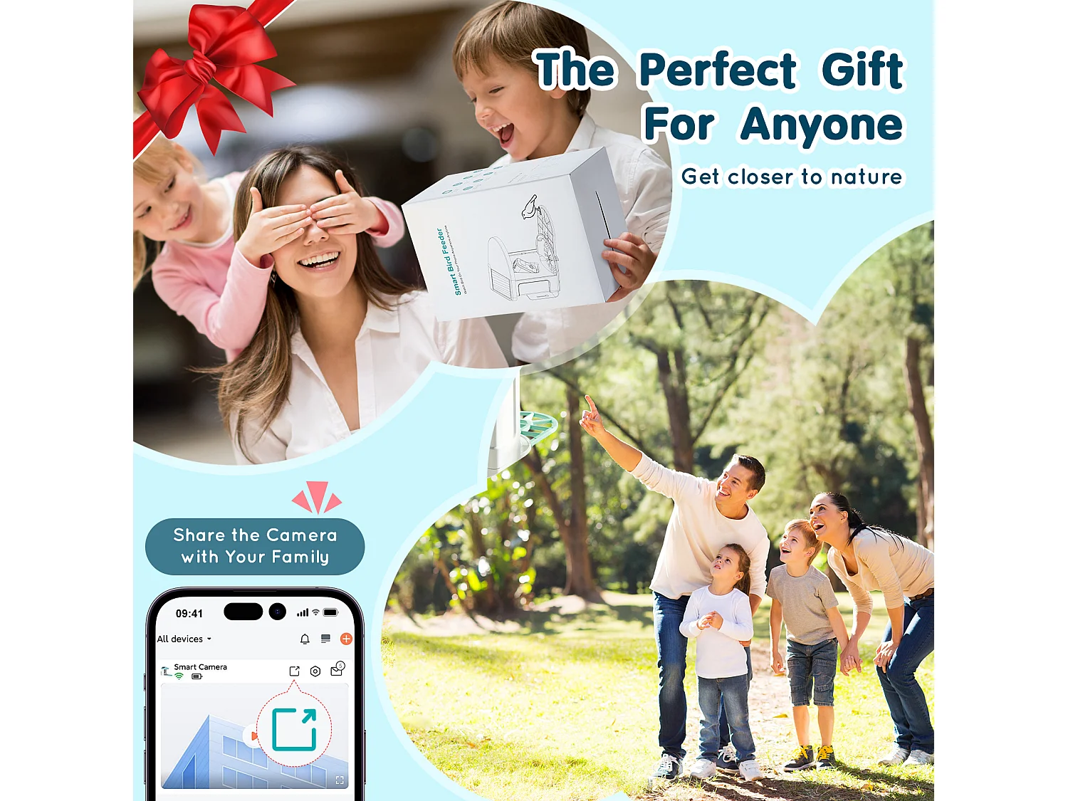 Mangeoire à Oiseaux Intelligente SucceBuy avec Caméra, 2K HD, Espèces IA,, Alimentée par L'énergie Solaire