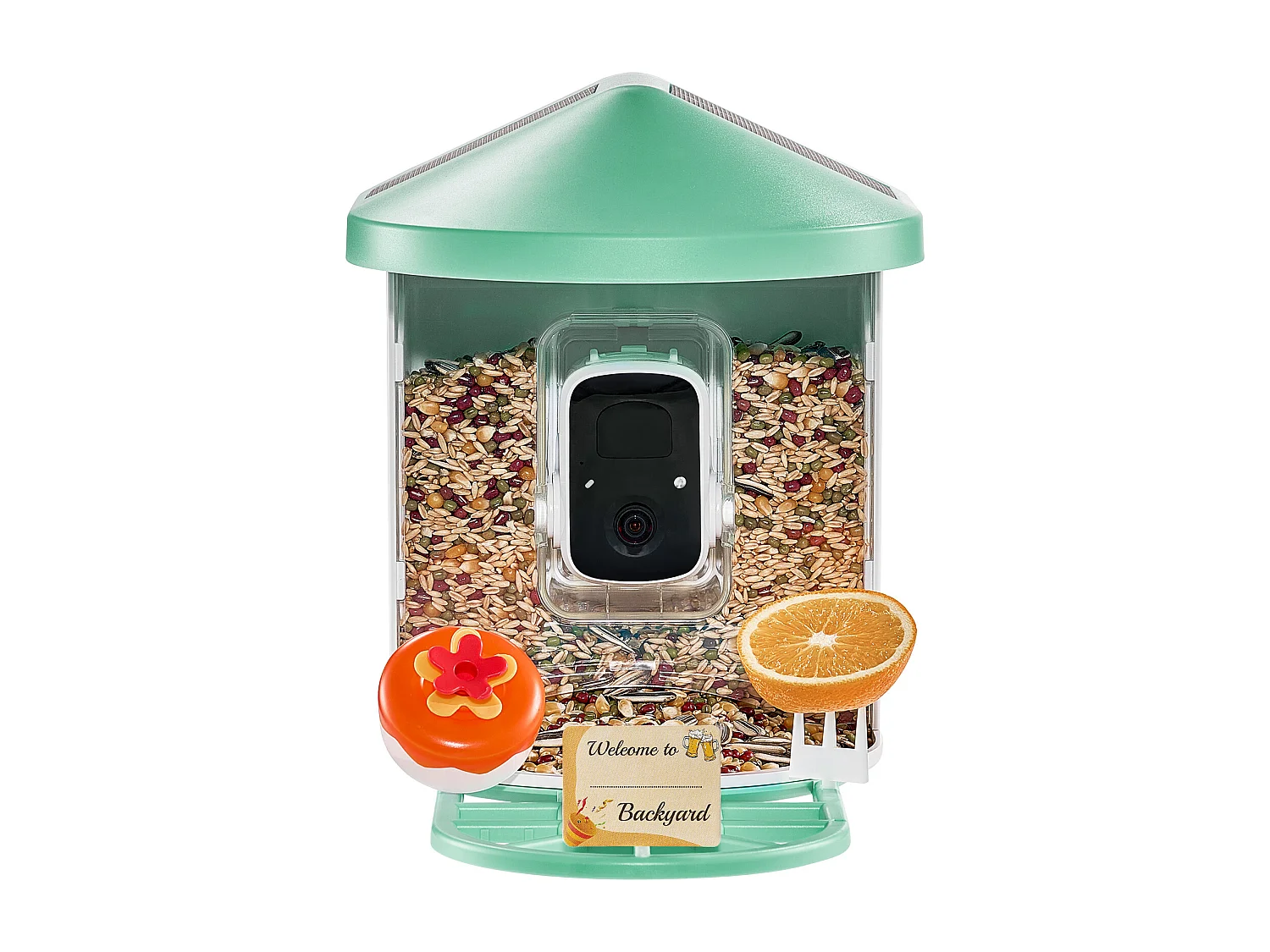 Mangeoire à Oiseaux Intelligente SucceBuy avec Caméra, 2K HD, Espèces IA,, Alimentée par L'énergie Solaire