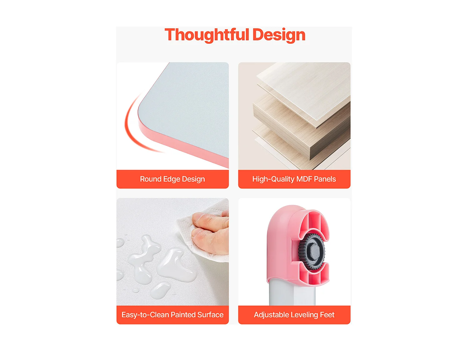 Conjunto Escritorio y Silla para Niños SucceBuy, Altura Ajustable con Estante y Cajón, Rosa