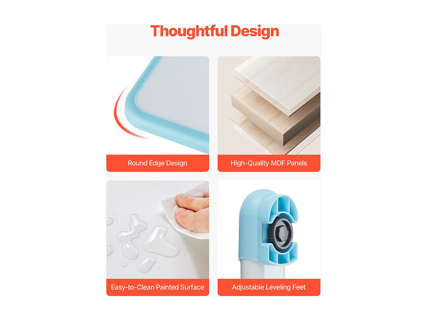 Kinder Bureau- en Stoelenset SucceBuy, Regelbare Hoogte met Lamp, Blauw, Kinderbureau voor Slaapkamer en Studeerkamer