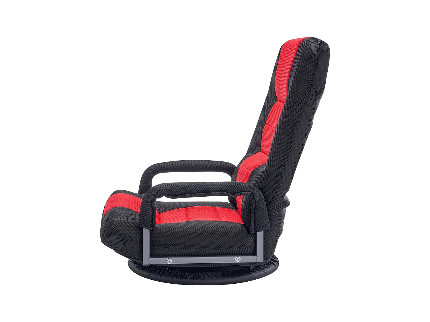Fauteuil de Sol SucceBuy, Chaise Pliante avec Accoudoirs, Dossier Réglable sur 6 Positions, Pivotante à 360°, Rouge et Noir