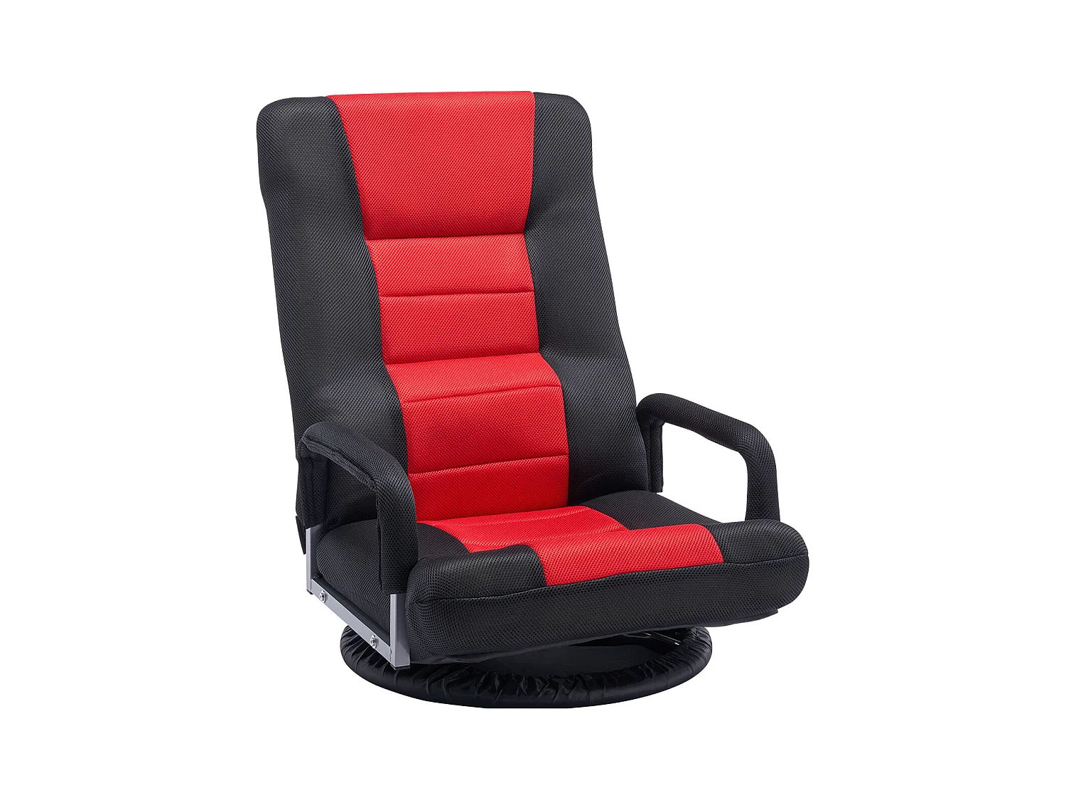 Fauteuil de Sol SucceBuy, Chaise Pliante avec Accoudoirs, Dossier Réglable sur 6 Positions, Pivotante à 360°, Rouge et Noir