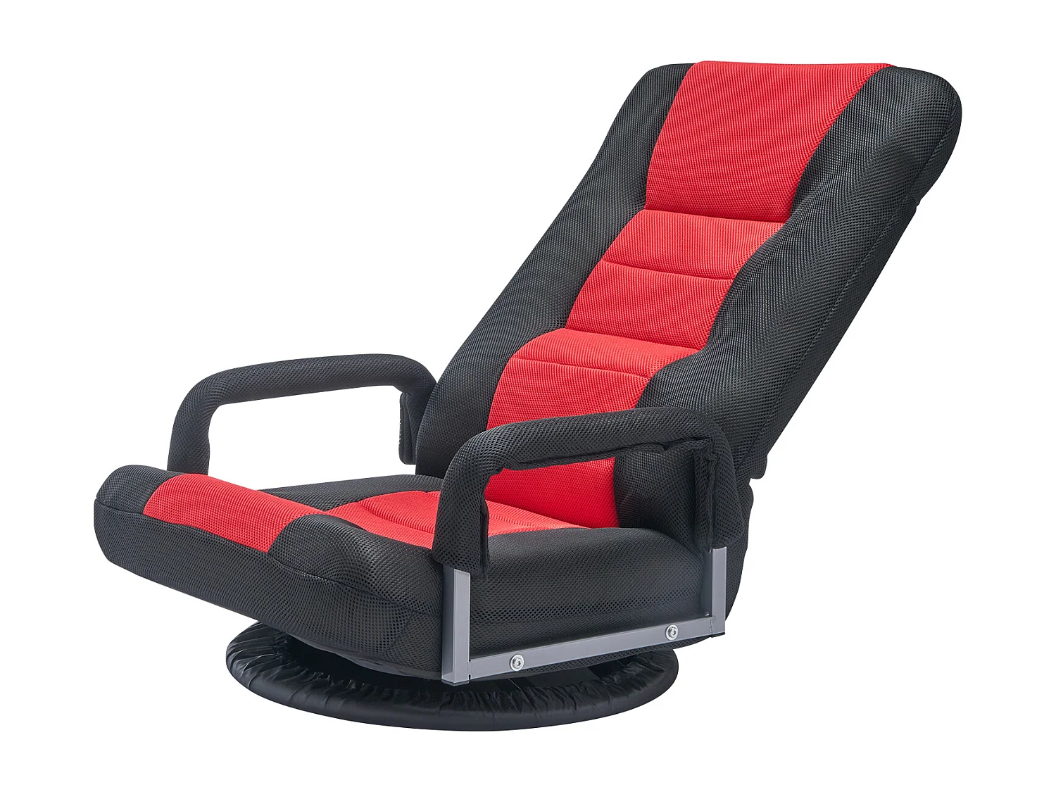 Fauteuil de Sol SucceBuy, Chaise Pliante avec Accoudoirs, Dossier Réglable sur 6 Positions, Pivotante à 360°, Rouge et Noir