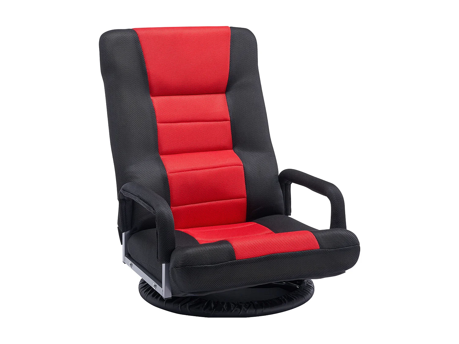 Fauteuil de Sol SucceBuy, Chaise Pliante avec Accoudoirs, Dossier Réglable sur 6 Positions, Pivotante à 360°, Rouge et Noir