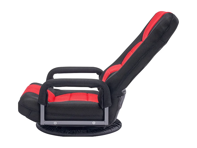 Fauteuil de Sol SucceBuy, Chaise Pliante avec Accoudoirs, Dossier Réglable sur 6 Positions, Pivotante à 360°, Rouge et Noir
