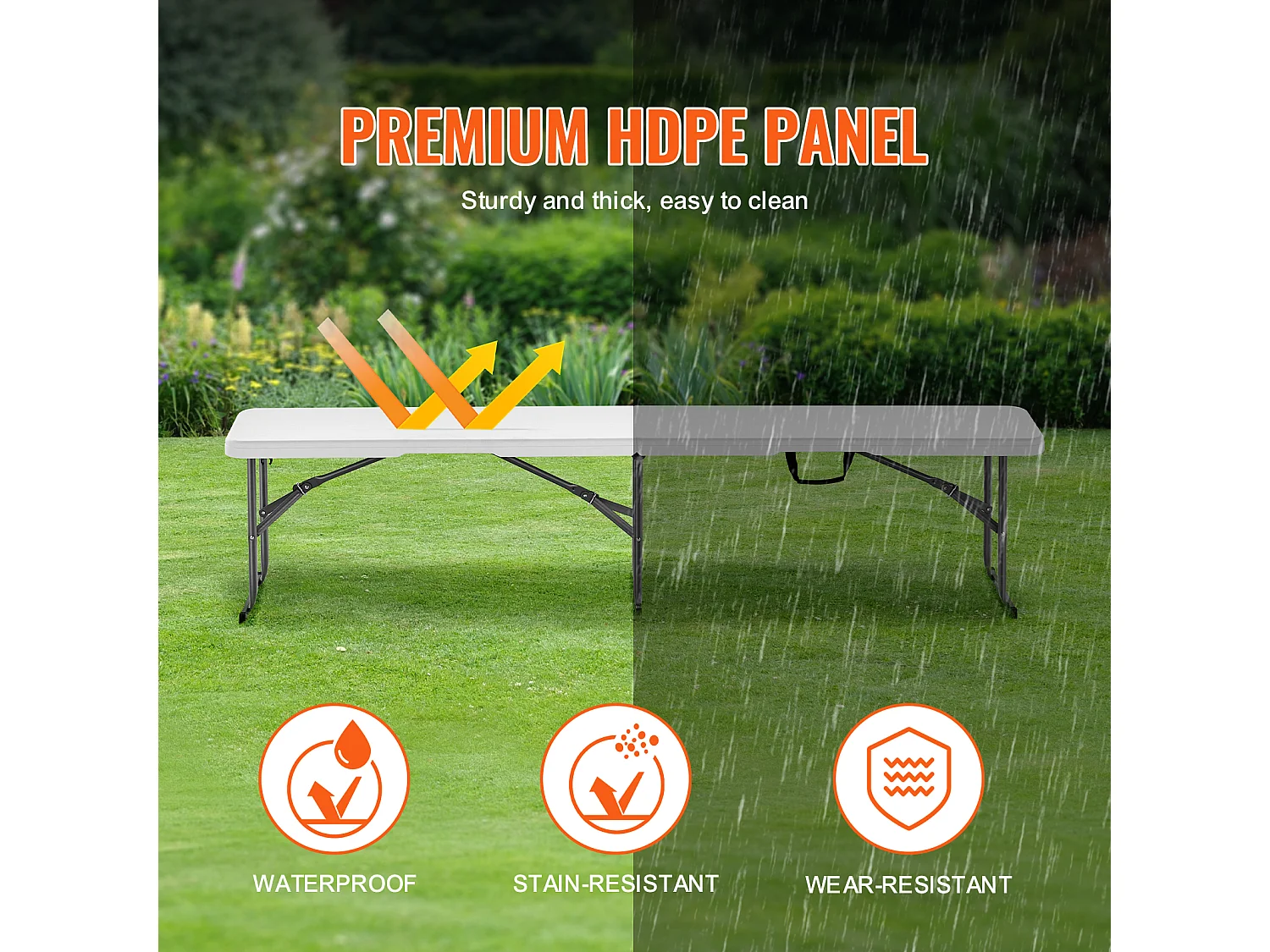 Banc de Sport SucceBuy 1,8 m, Lot de 2, Siège Extérieur Portable pour Pique-nique et Camping