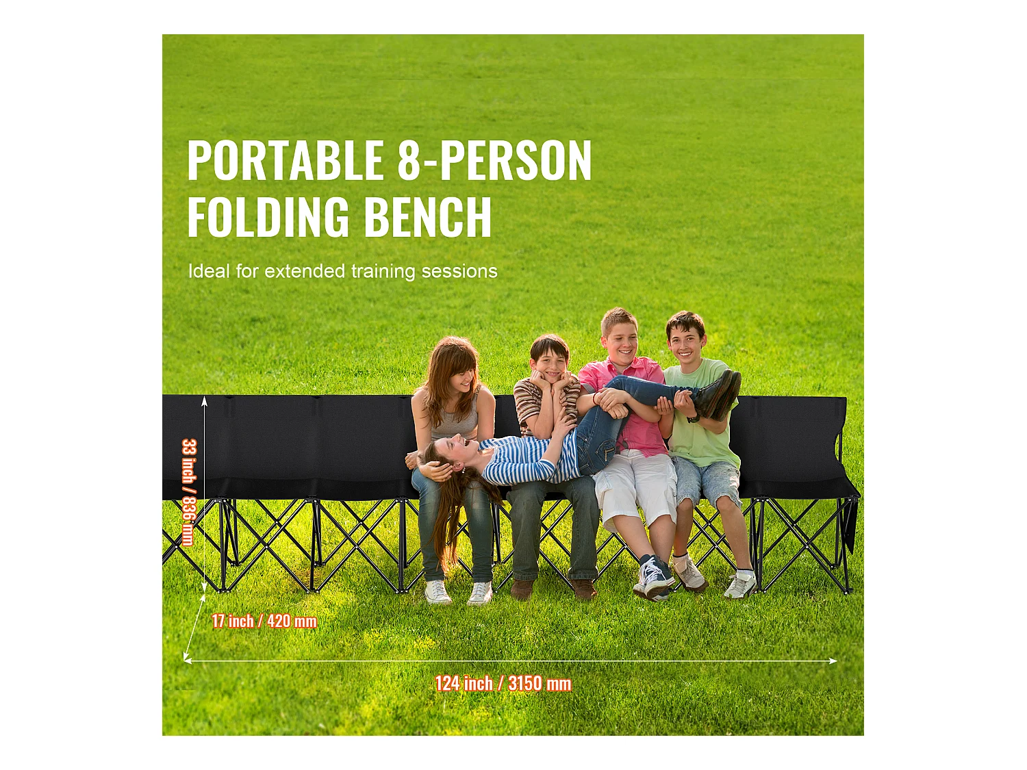 Banc de Sport SucceBuy 8 Places, Banc Pliant Portable en Plein Air avec Sac de Transport