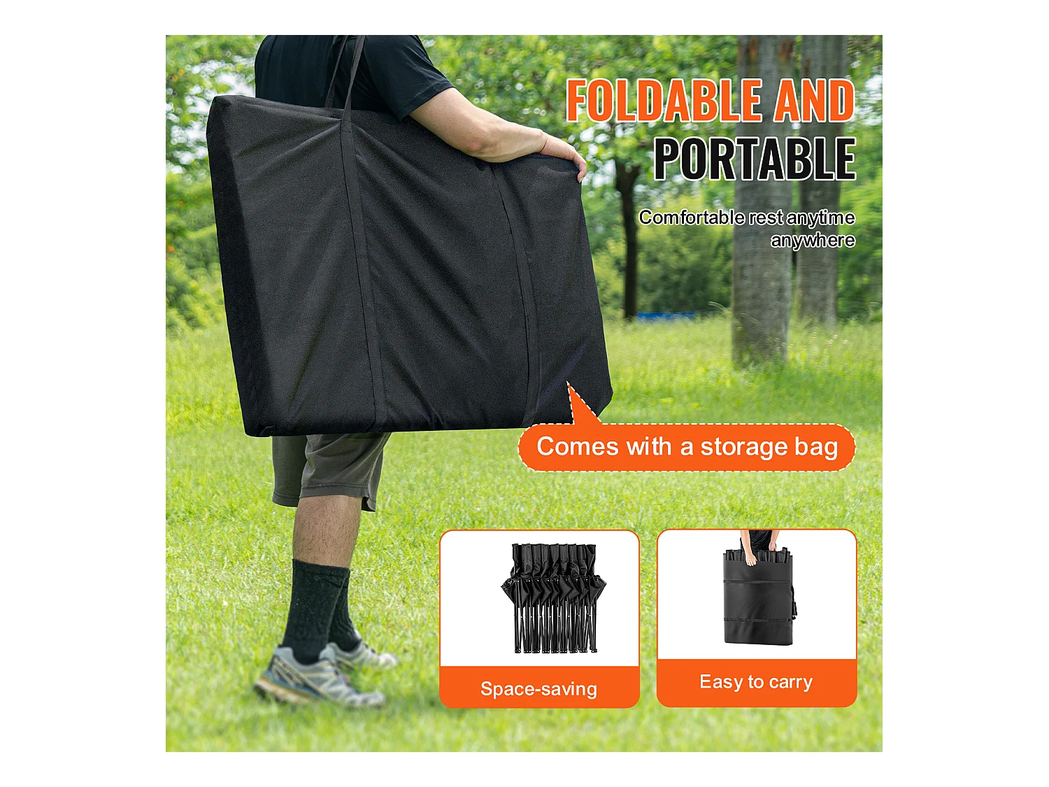 Banc de Sport SucceBuy 8 Places, Banc Pliant Portable en Plein Air avec Sac de Transport