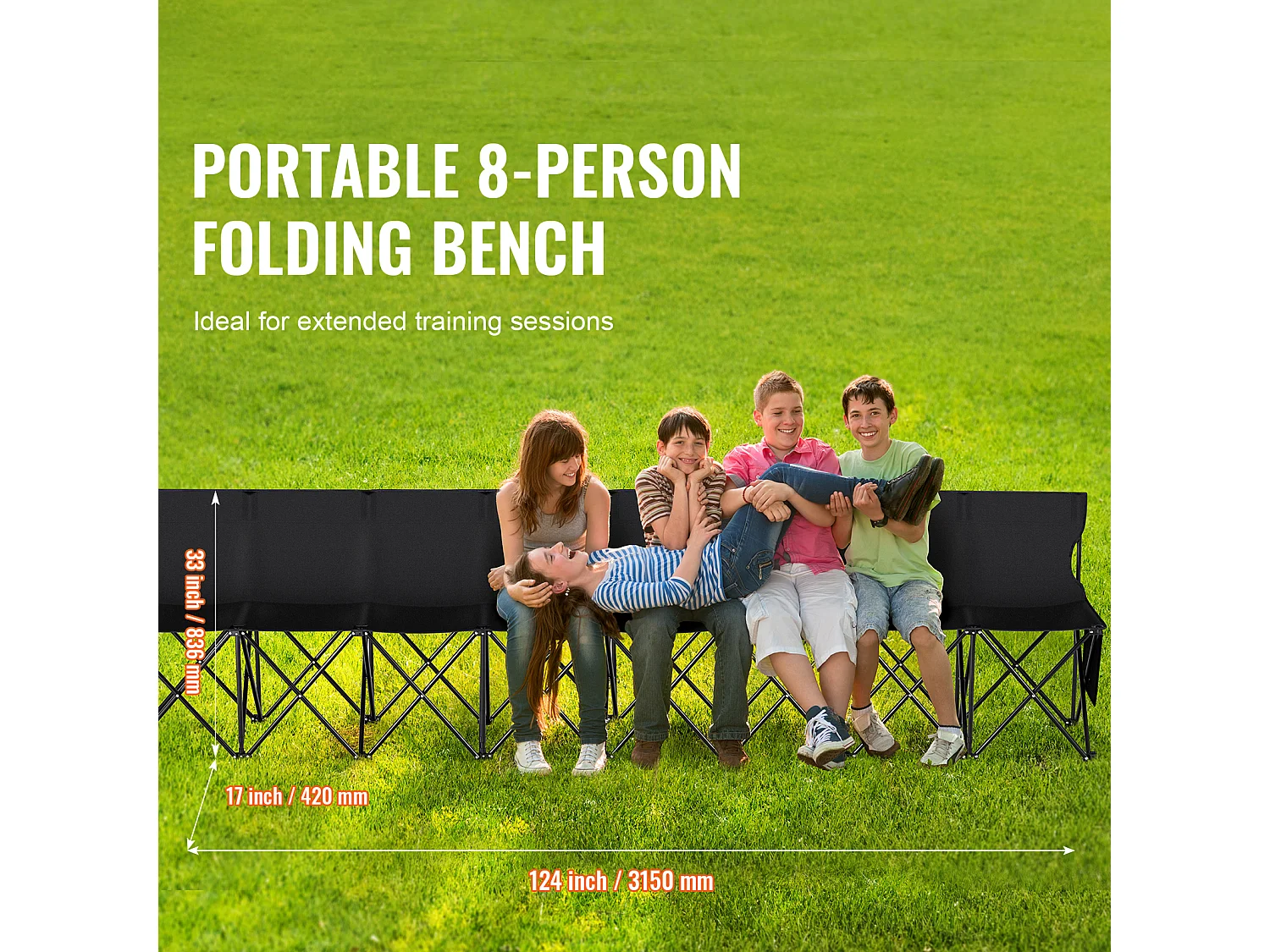 Banc de Sport SucceBuy 8 Places, Banc Pliant Portable en Plein Air avec Sac de Transport