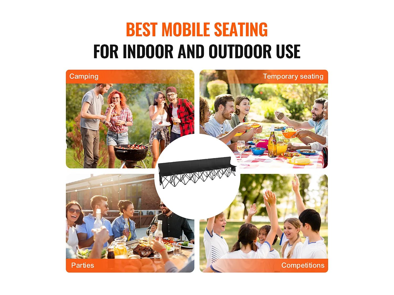 Banc de Sport SucceBuy 8 Places, Banc Pliant Portable en Plein Air avec Sac de Transport