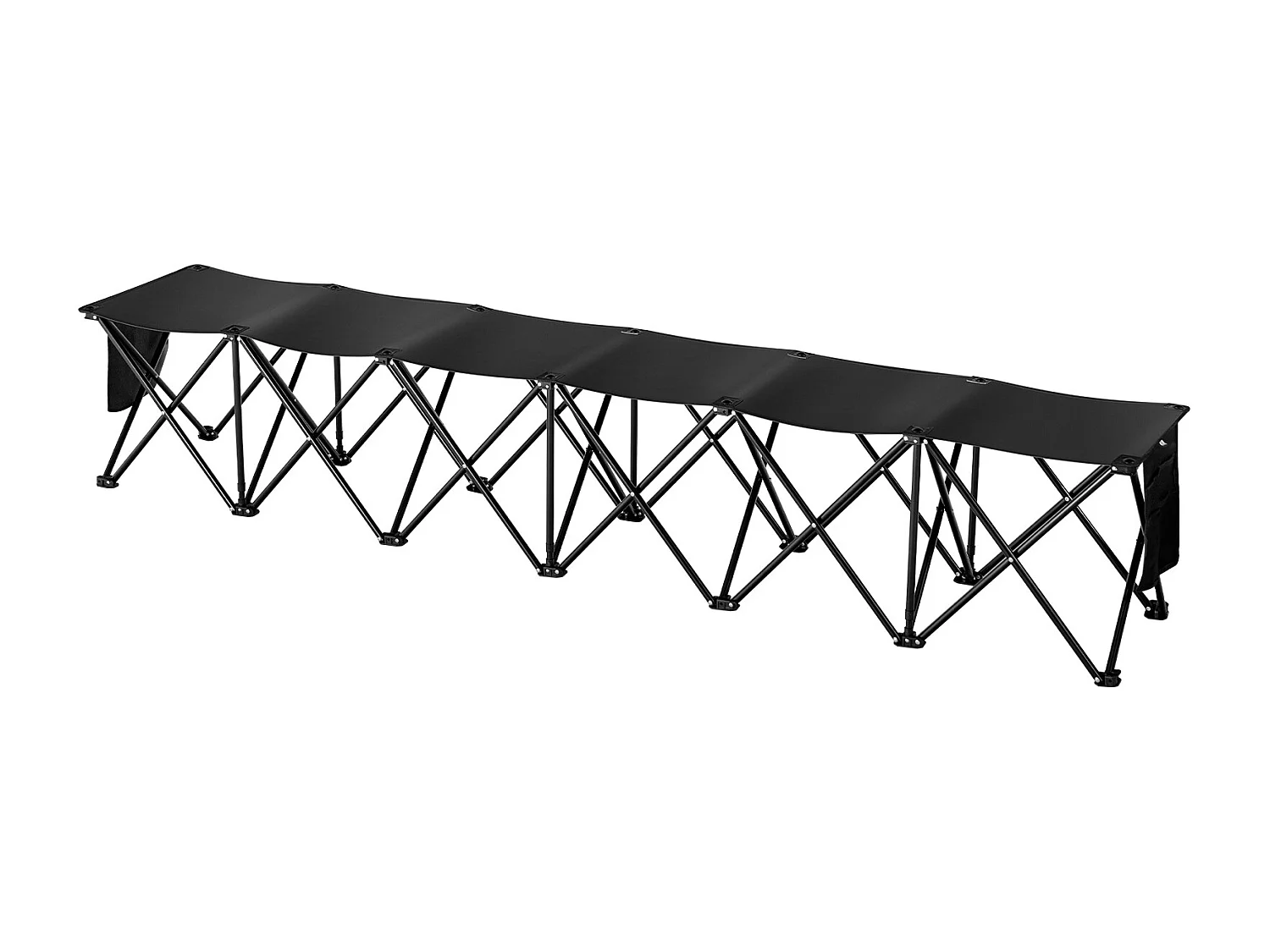Banc de Sport SucceBuy, 6 Places, Banc d'Extérieur avec Sac de Transport et Dossier, Chaise de Camping en Plein Air, Noir