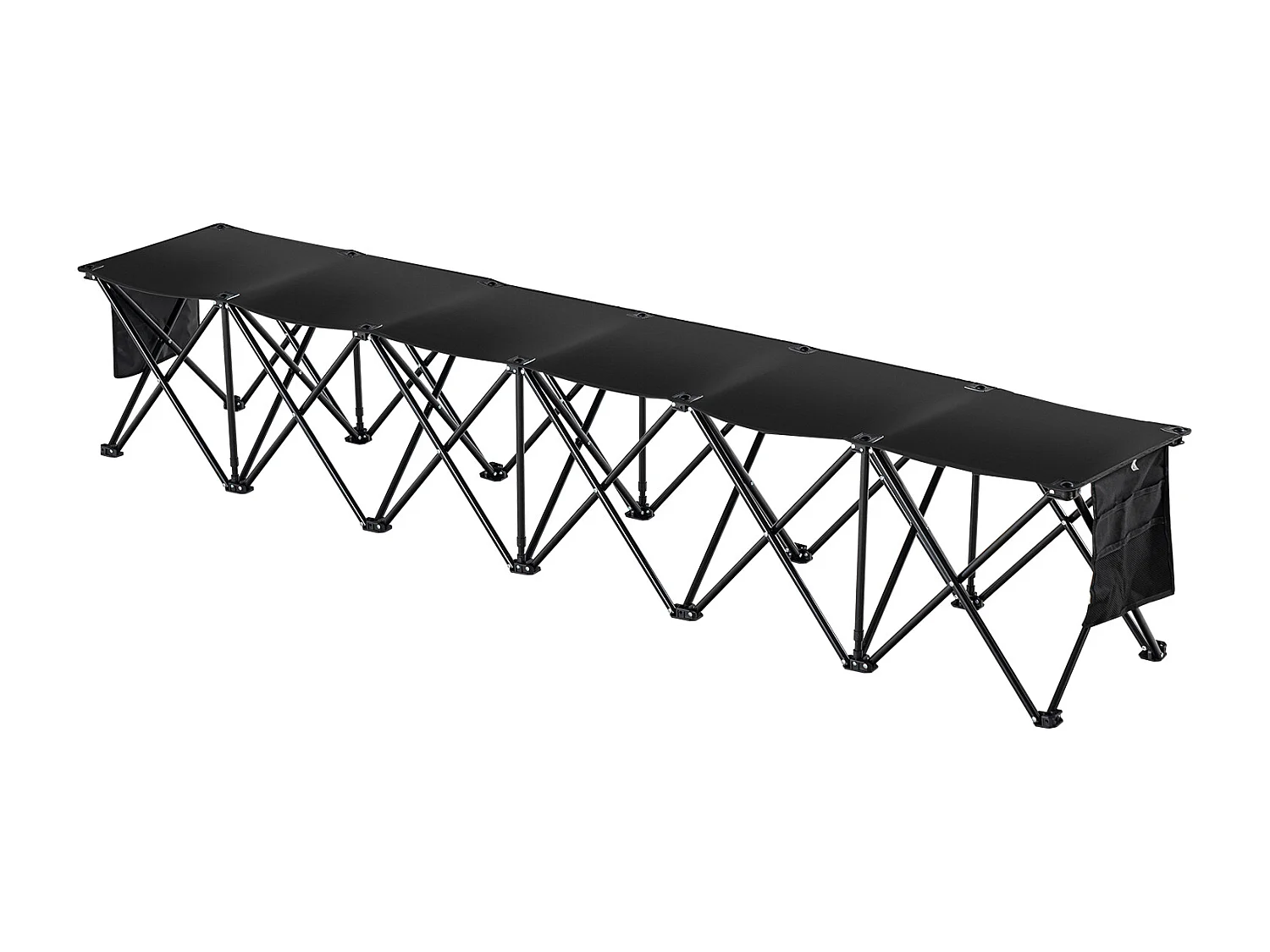 Banc de Sport SucceBuy, 6 Places, Banc d'Extérieur avec Sac de Transport et Dossier, Chaise de Camping en Plein Air, Noir