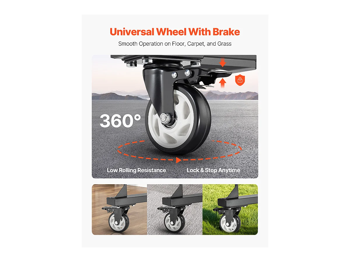 Chariot de Service SucceBuy, Support de Chaise Pliant, Capacité de 181 kg, pour 42 Chaises et 12 Tables avec Roulettes, Noir