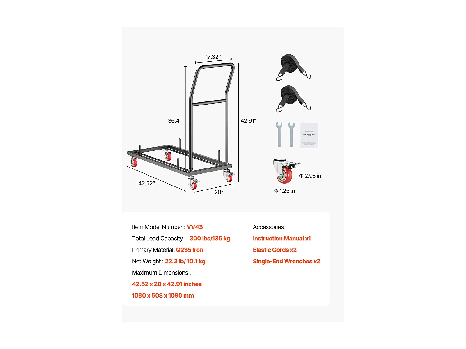 Chariot de Service SucceBuy, Capacité de 136 kg, Conception en L pour 25 Chaises, Rangement Horizontal, Noir Mat