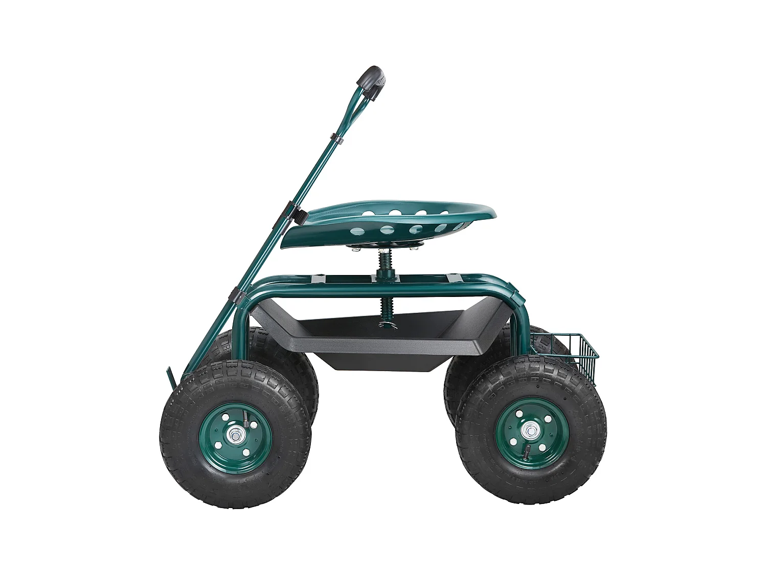 Siège de Jardin Roulant, SucceBuy Chariot de Jardin Roulant avec Siège, Roues, Poignée Extensible, Vert