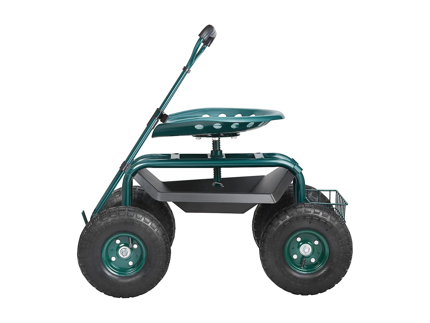 Rollbarer Gartensitz, SucceBuy Rollbarer Gartenwagen mit Sitz, Rädern, ausziehbarem Griff, Grün