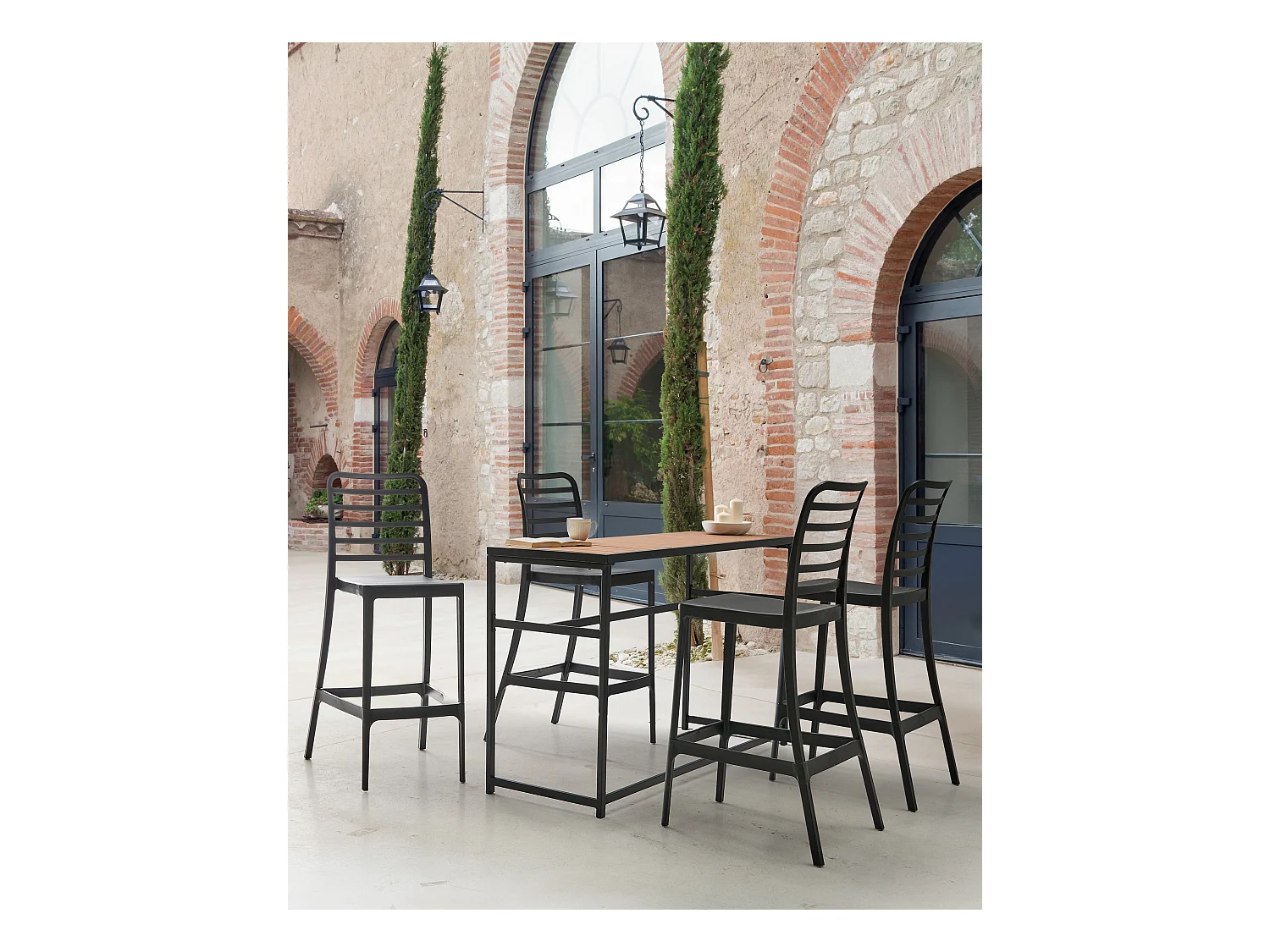 Zestaw 4 krzeseł barowych SECEDA Materiał syntetyczny Czarny