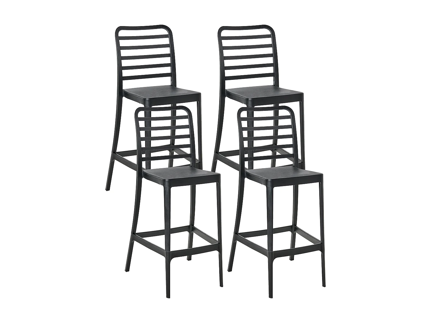 Lot de 4 chaises de bar SECEDA Matière synthétique 2 en 1 Noir