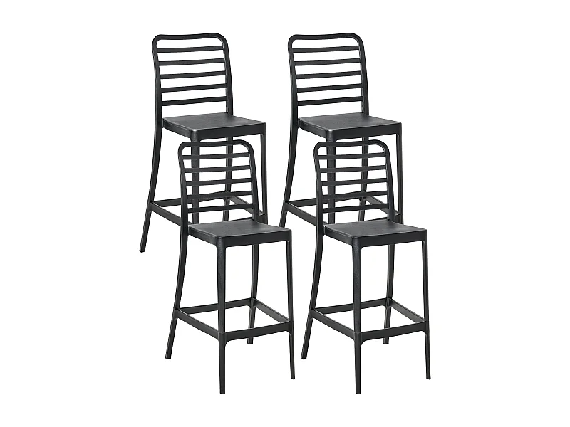 Lot de 4 chaises de bar SECEDA Matière synthétique 2 en 1 Noir