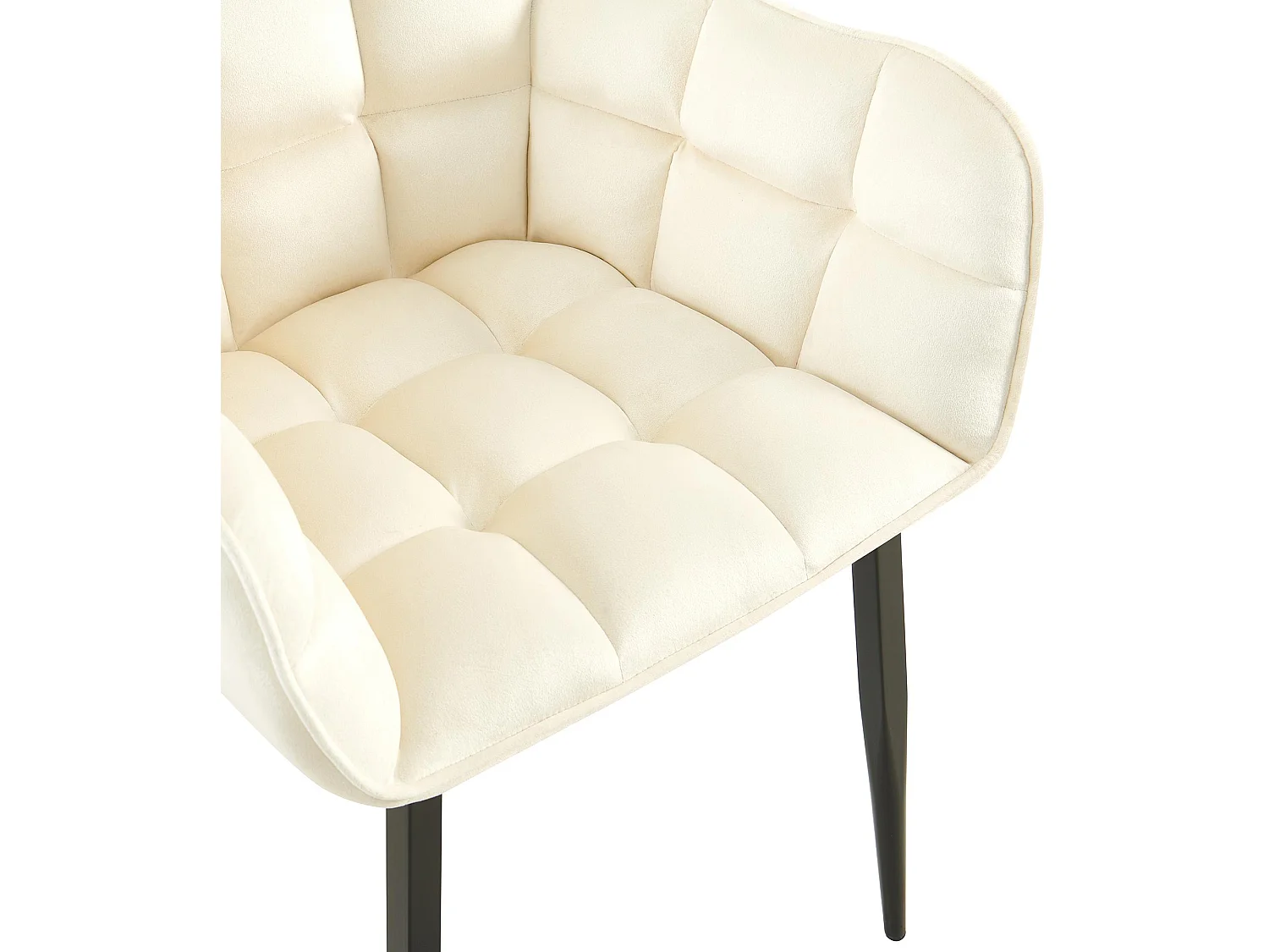 Lot de 2  chaises avec accoudoirs - Velours - Crème - Tirana