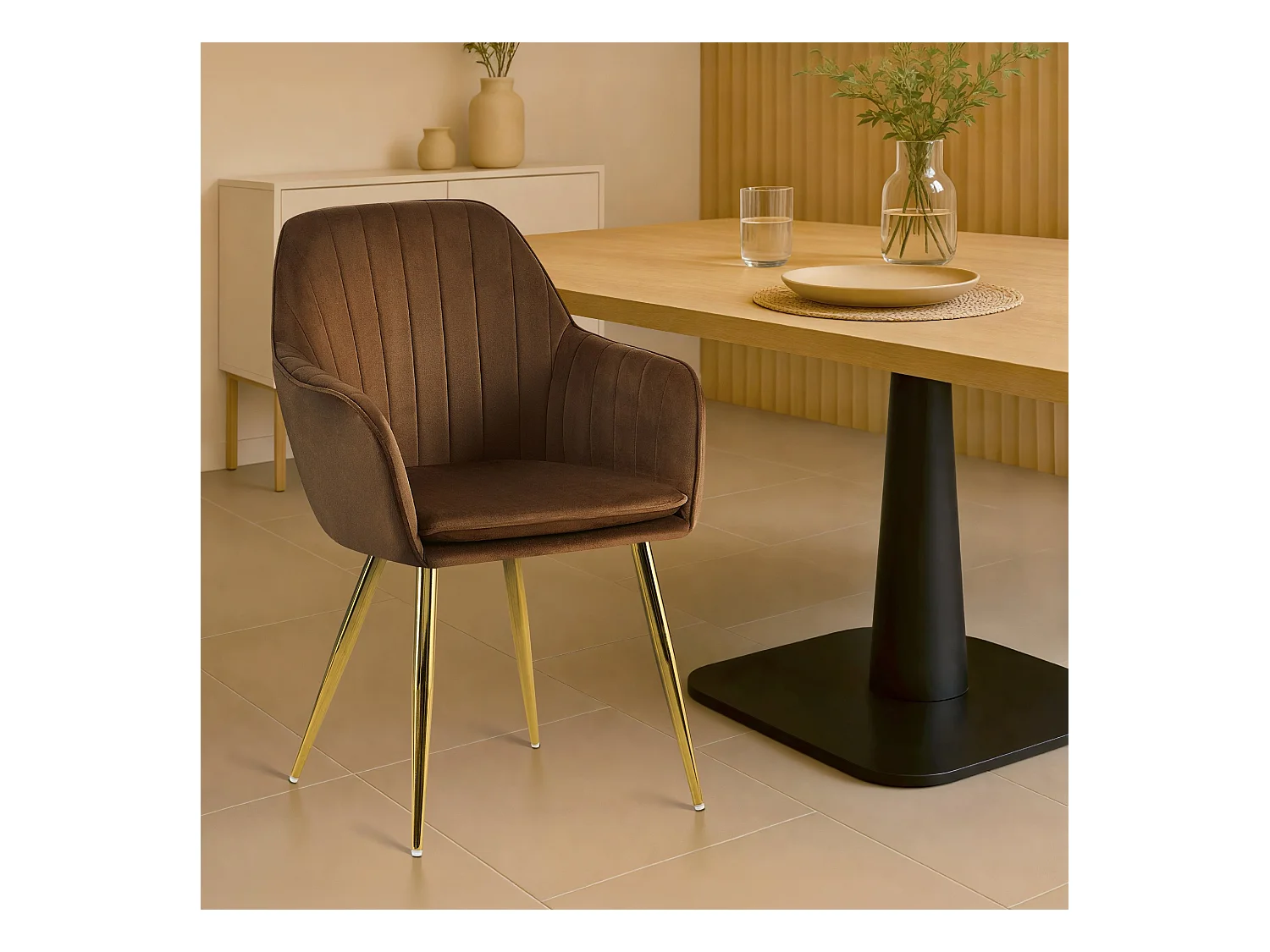 chaises avec accoudoirs - Métal & Or - Marron - Cheryl