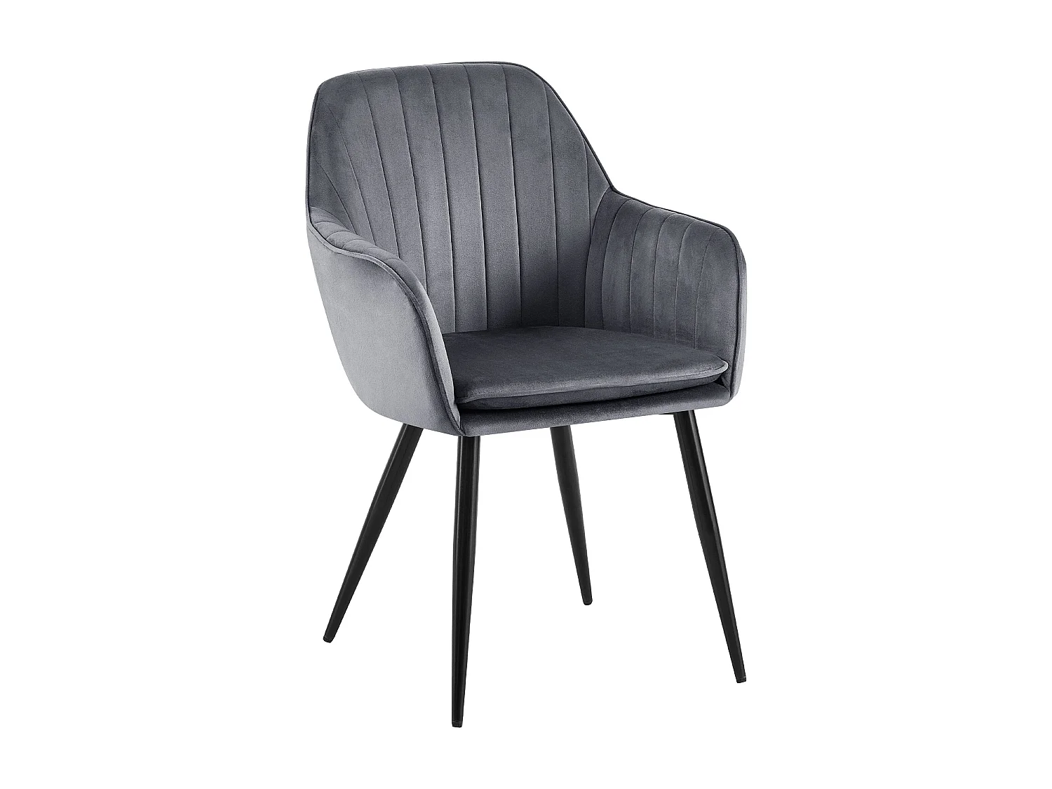 chaises avec accoudoirs - Velours & Noir - Gris foncé - Cheryl
