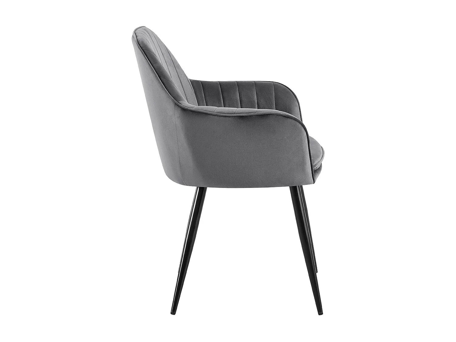 chaises avec accoudoirs - Velours & Noir - Gris foncé - Cheryl
