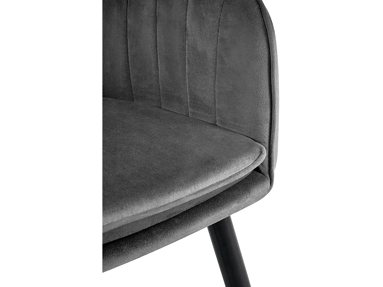 chaises avec accoudoirs - Velours & Noir - Gris foncé - Cheryl