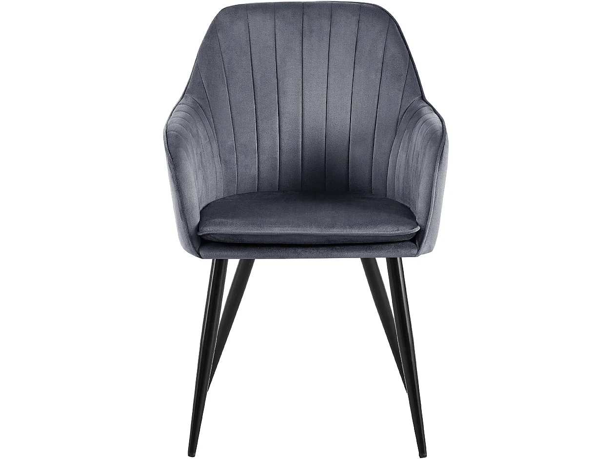 chaises avec accoudoirs - Velours & Noir - Gris foncé - Cheryl