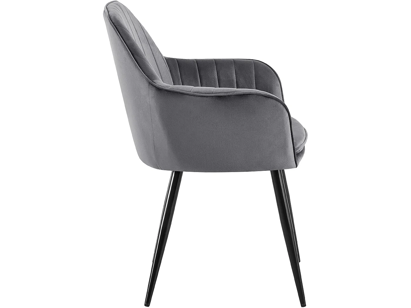 chaises avec accoudoirs - Velours & Noir - Gris foncé - Cheryl