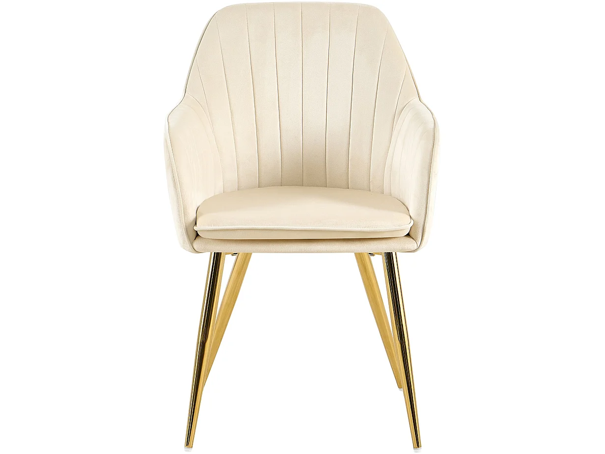 chaises avec accoudoirs - Velours & Or - Crème - Cheryl