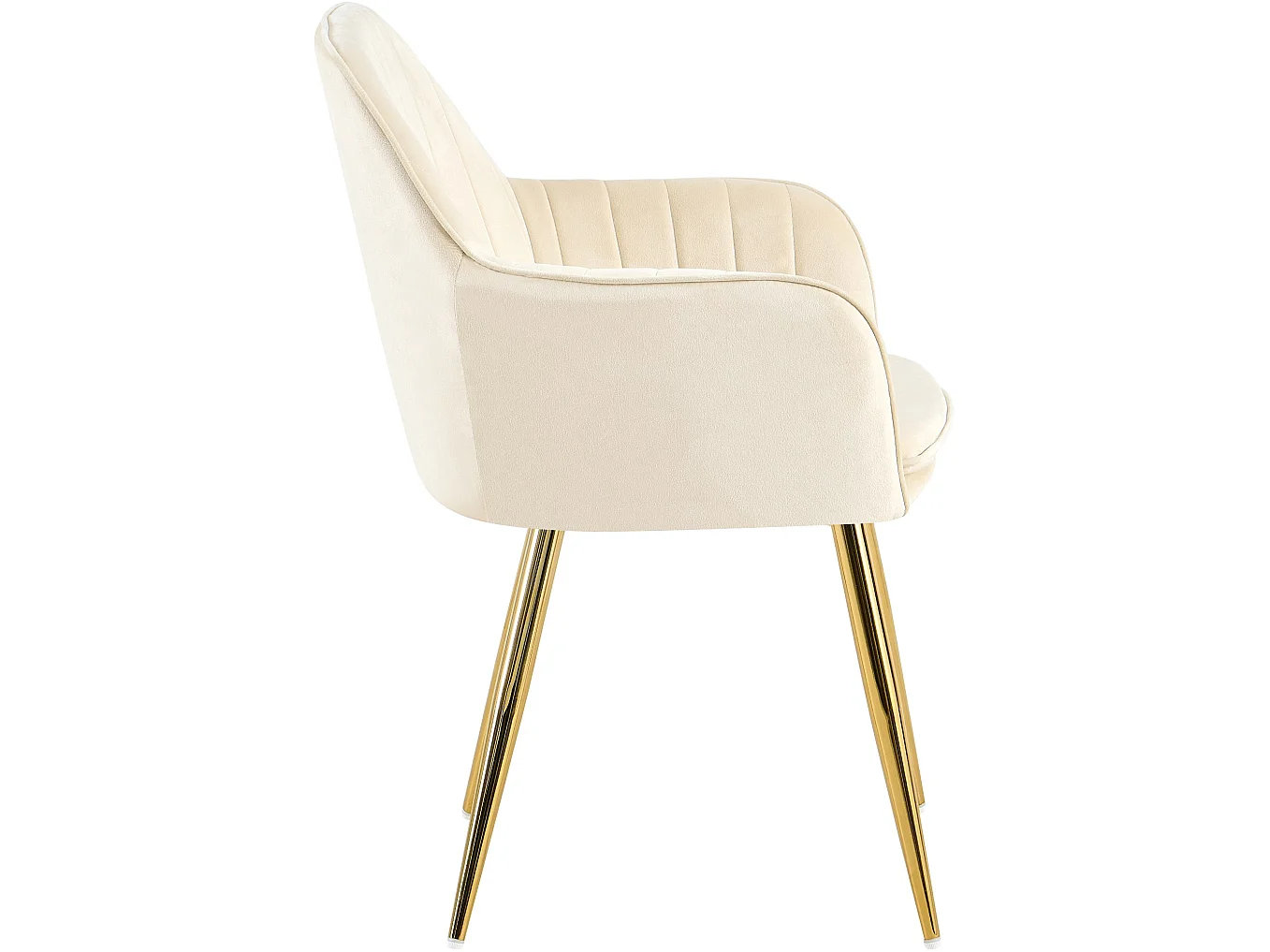 chaises avec accoudoirs - Velours & Or - Crème - Cheryl
