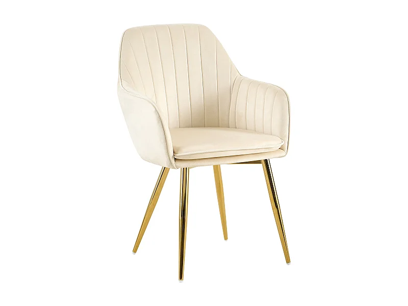 chaises avec accoudoirs - Velours & Or - Crème - Cheryl