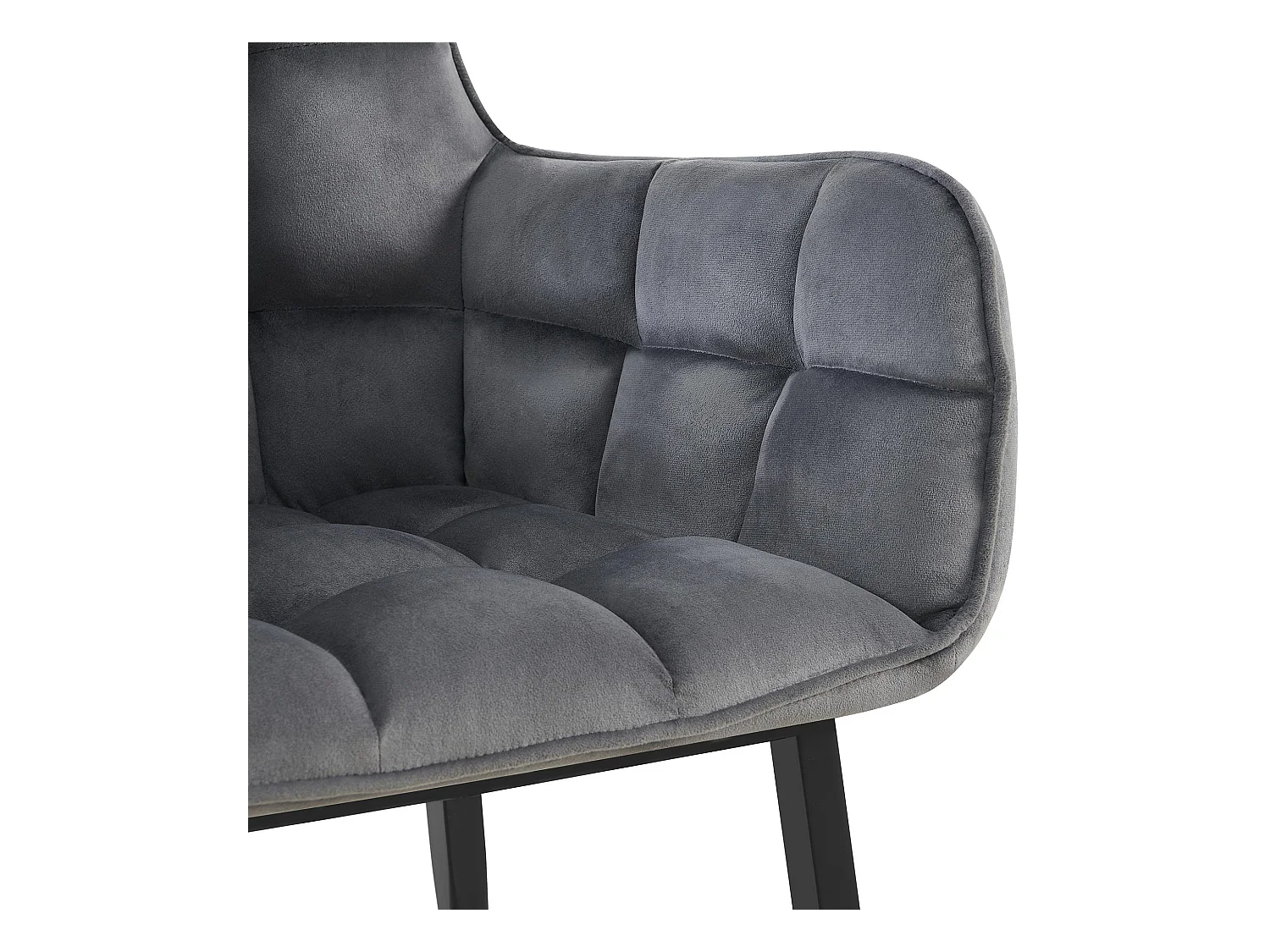 Lot de 2  chaises avec accoudoirs - Velours - Gris foncé - Tirana