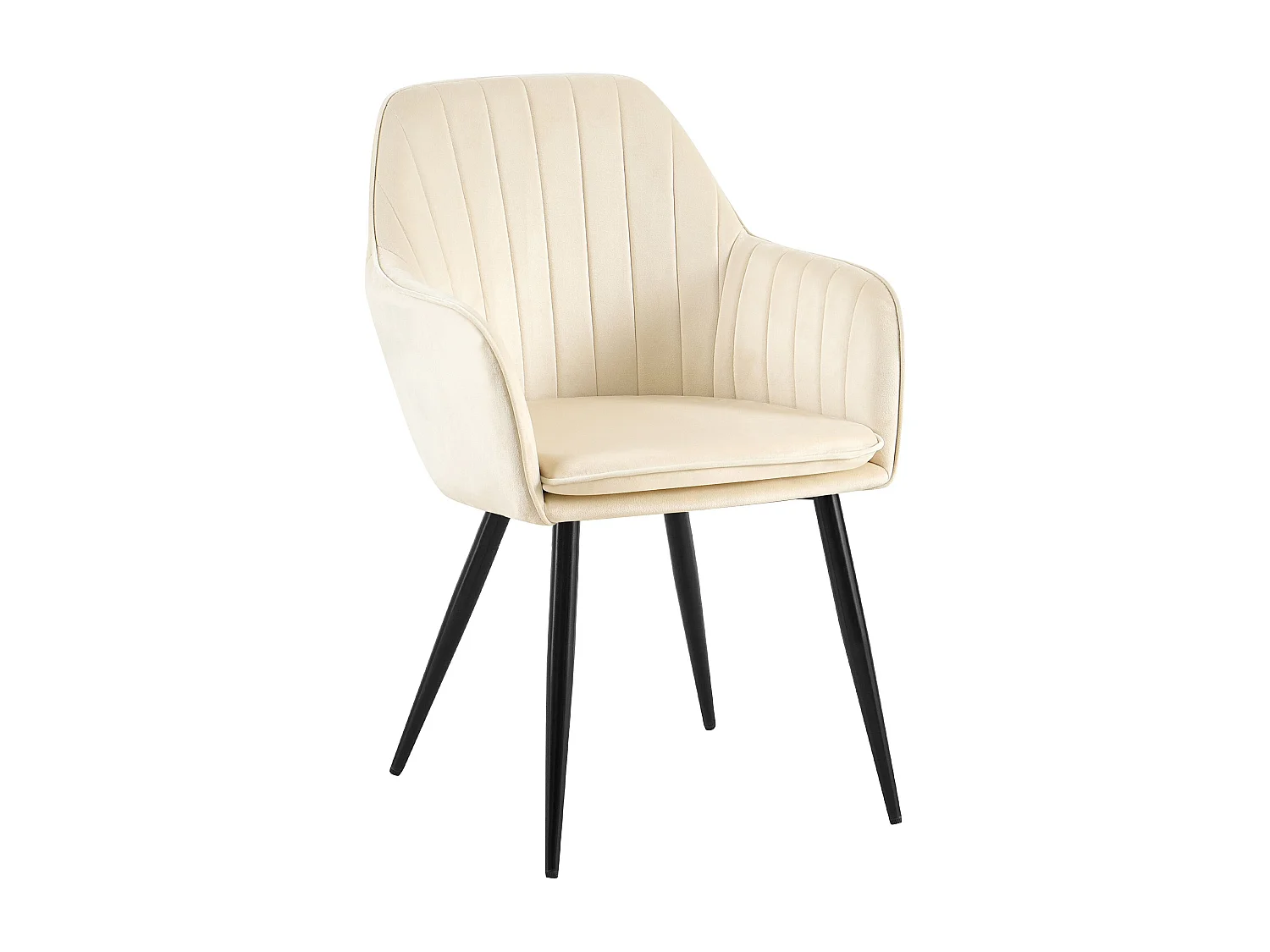 chaises avec accoudoirs - Velours & Noir - Crème - Cheryl