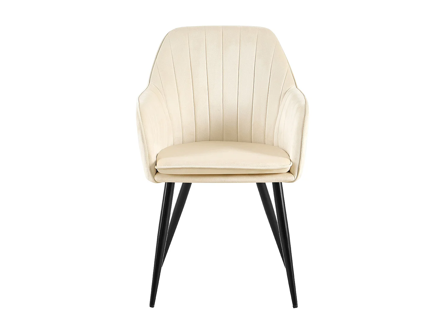 chaises avec accoudoirs - Velours & Noir - Crème - Cheryl