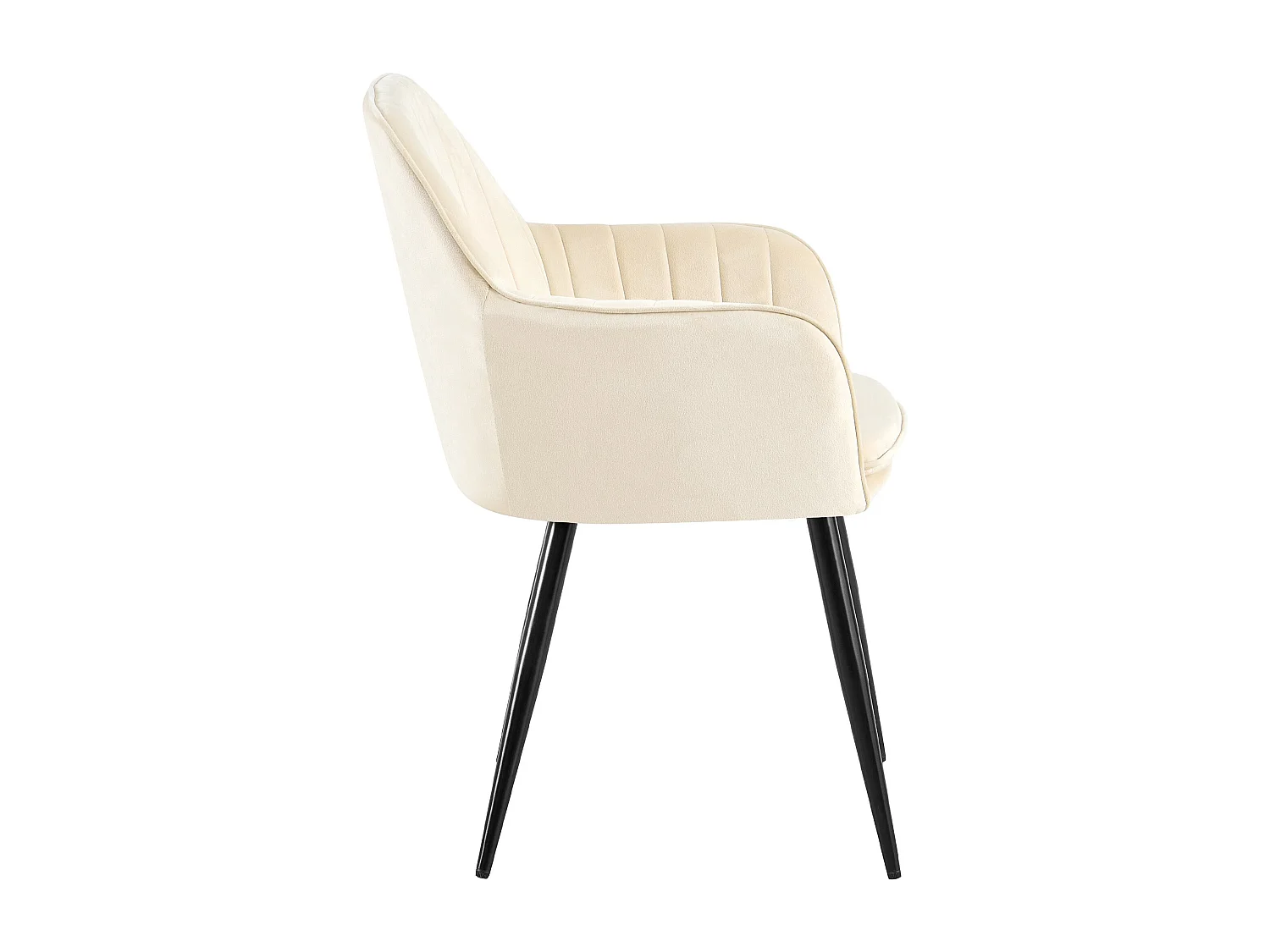 chaises avec accoudoirs - Velours & Noir - Crème - Cheryl