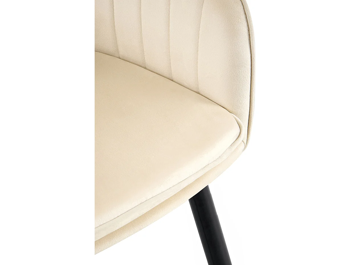 chaises avec accoudoirs - Velours & Noir - Crème - Cheryl