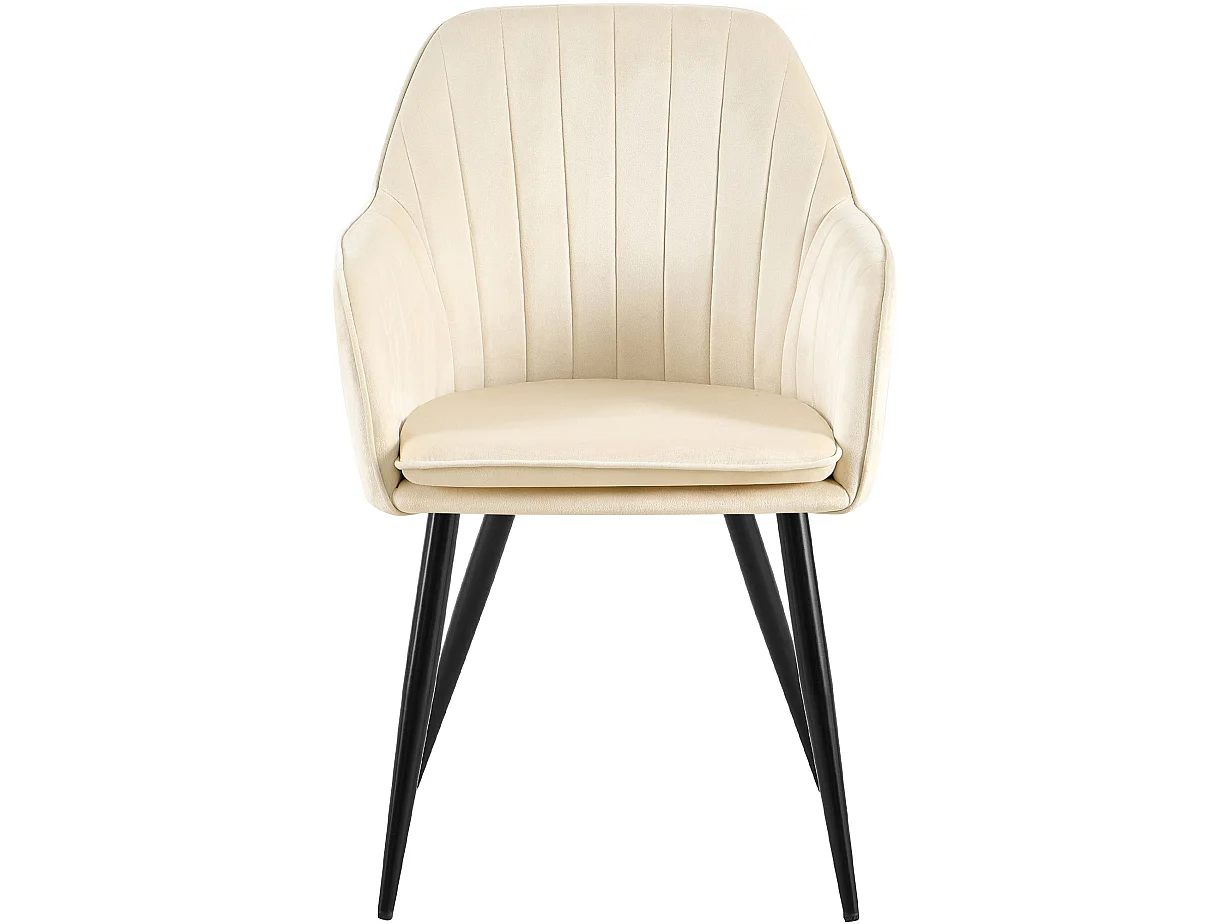 chaises avec accoudoirs - Velours & Noir - Crème - Cheryl
