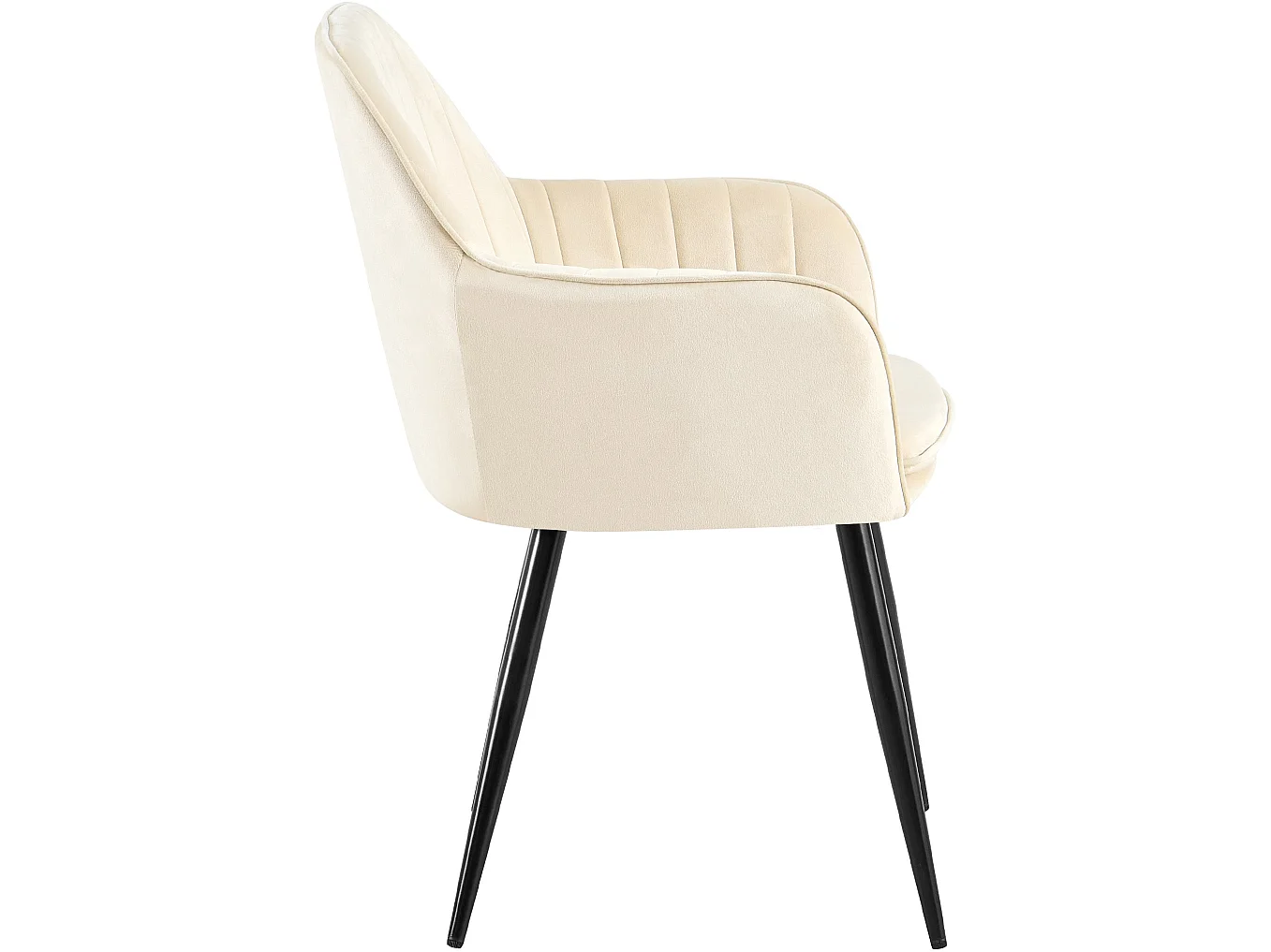 chaises avec accoudoirs - Velours & Noir - Crème - Cheryl