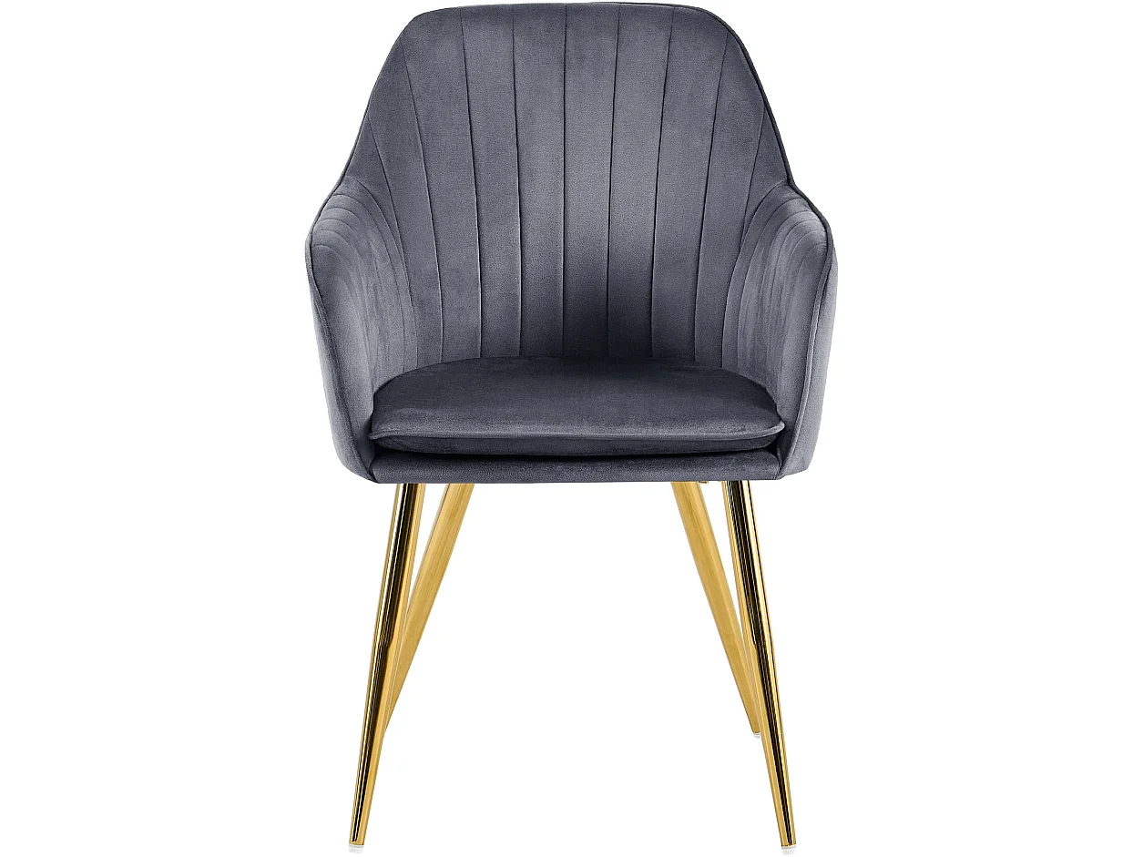 chaises avec accoudoirs - Velours & Or - Gris foncé - Cheryl