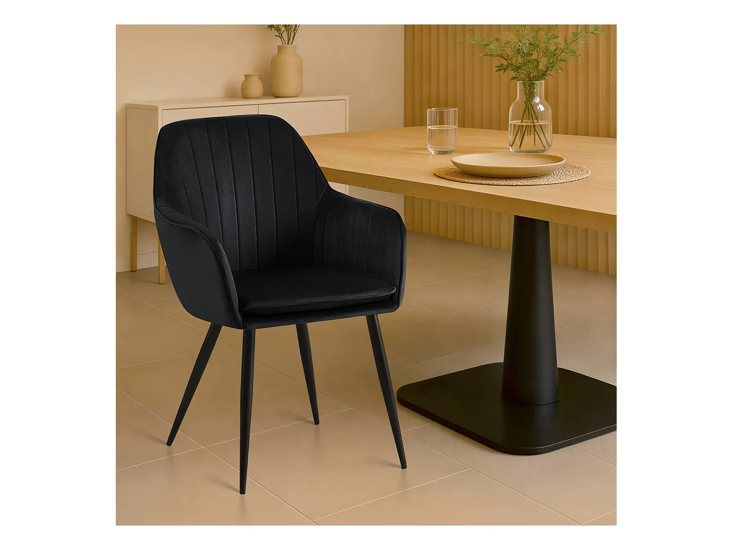 chaises avec accoudoirs - Métal & Noir - Noir - Cheryl