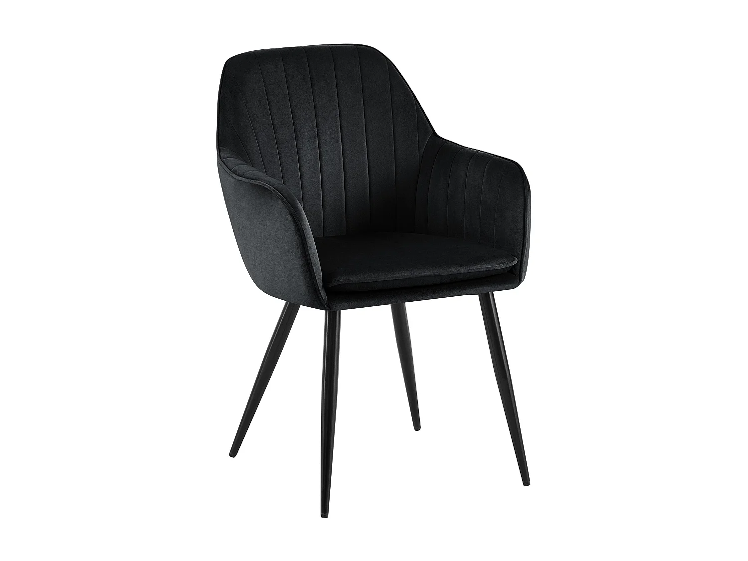 chaises avec accoudoirs - Velours & Noir - Noir - Cheryl